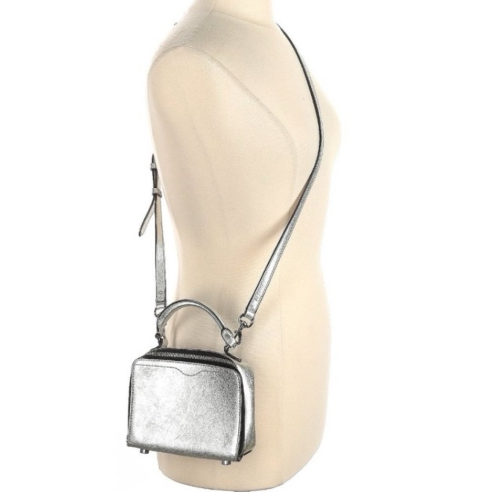 Rebecca Minkoff Silver Leather Crossbody Handbag / Mini Satchel
